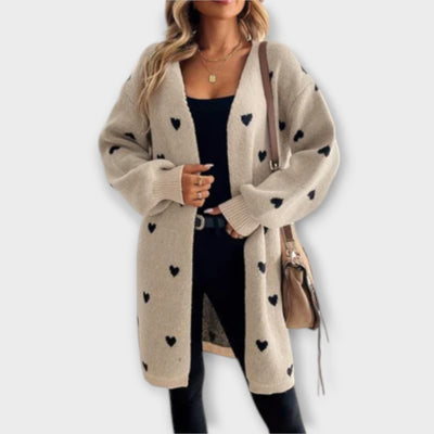 Cardigan with Heart Pattern