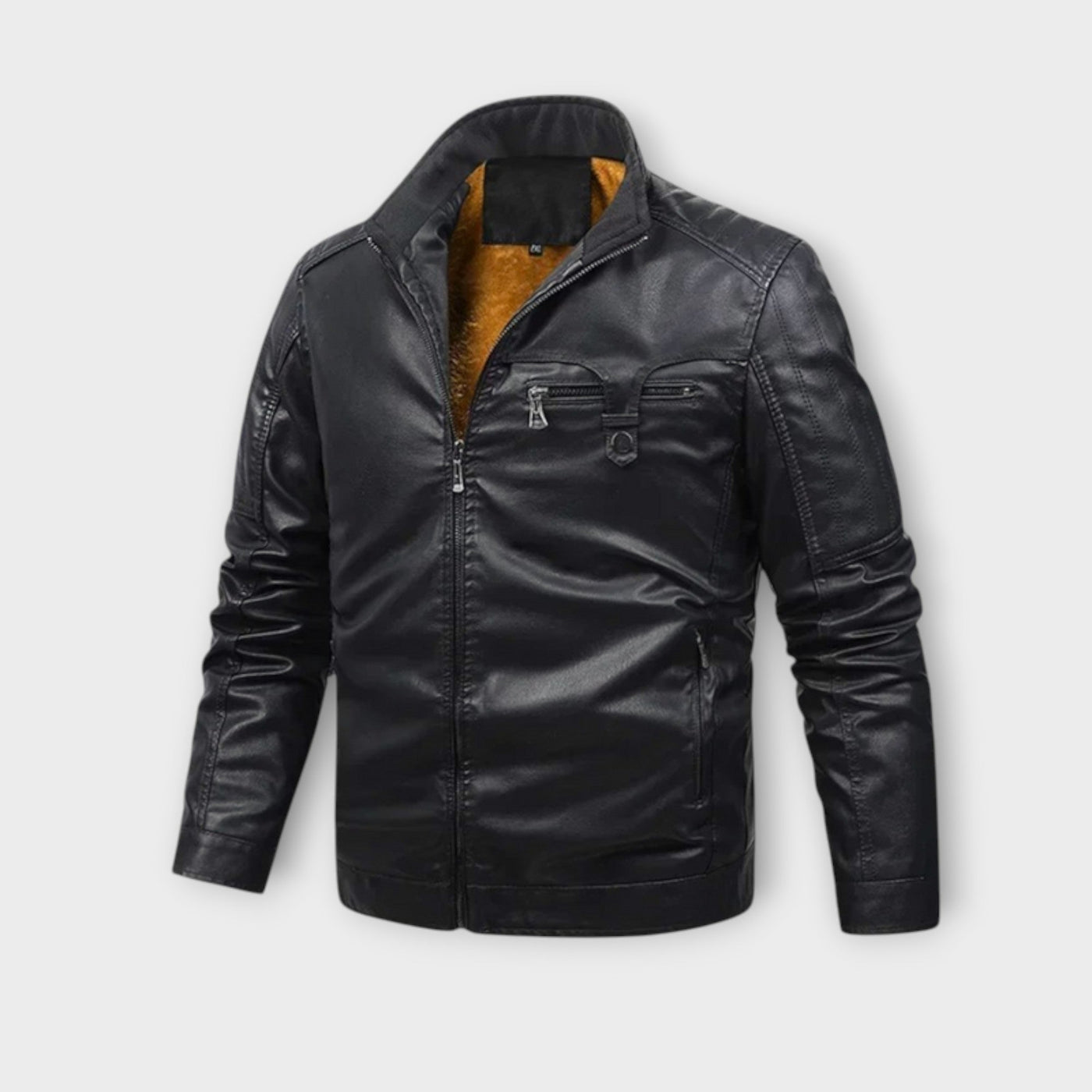 Leather Jacket Lined with Retro Fleece