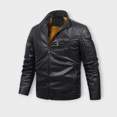 Leather Jacket Lined with Retro Fleece