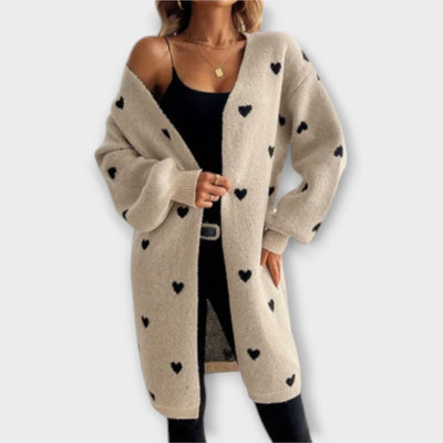Cardigan with Heart Pattern