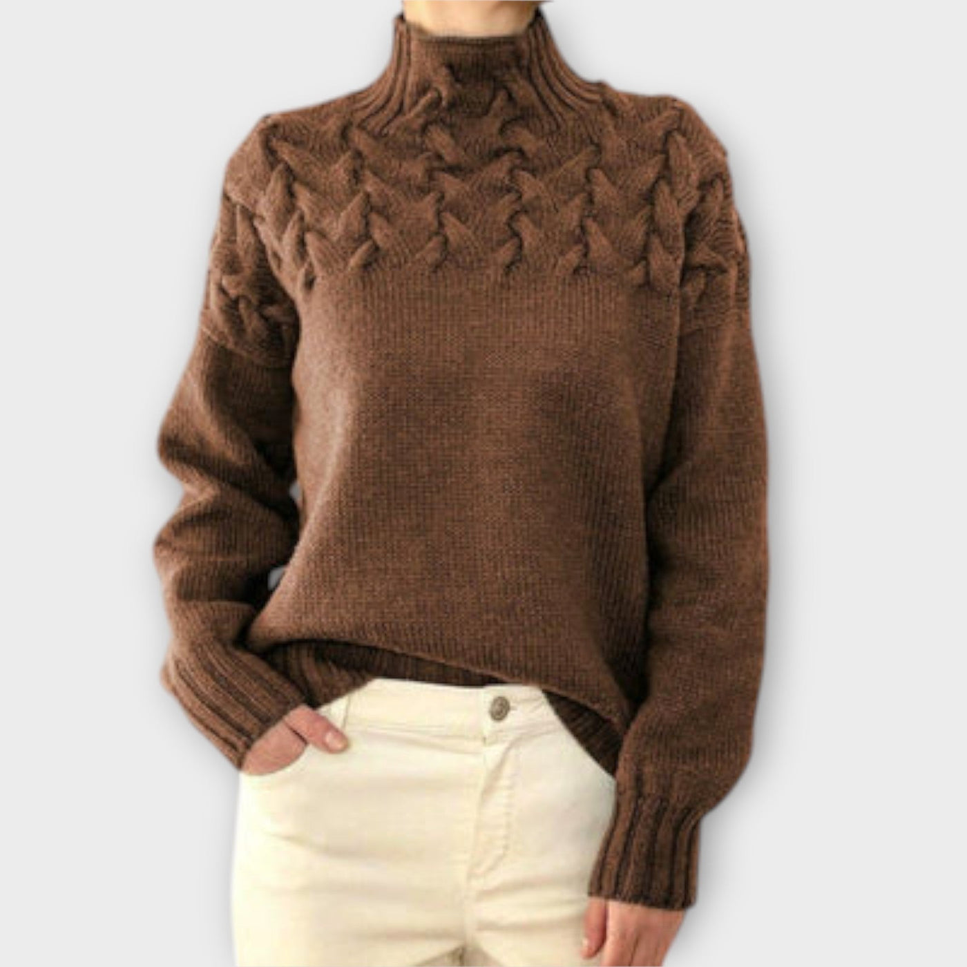 Ladies' Sweater with Cable Knit Detail