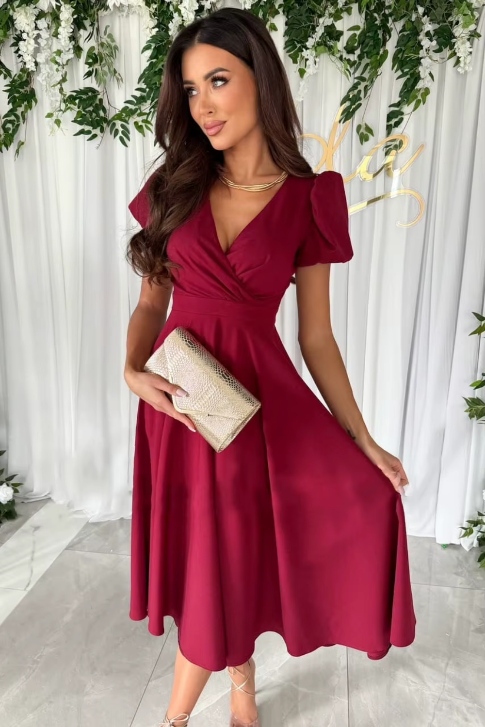 Bryher | Elegant V-Neck Midi Dress