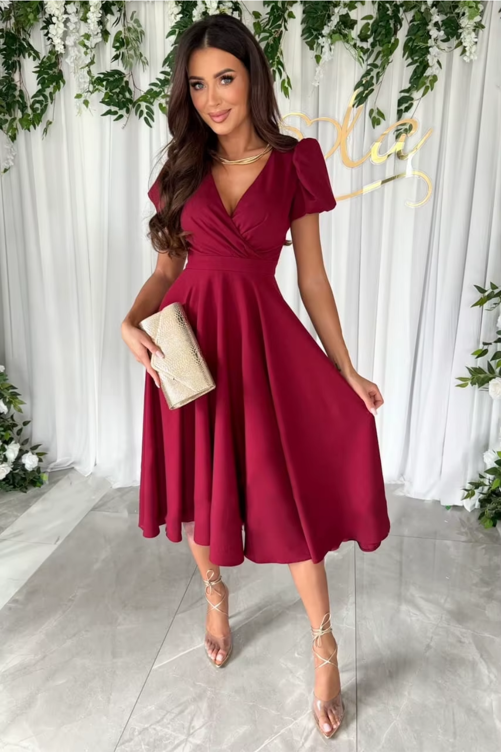 Bryher | Elegant V-Neck Midi Dress