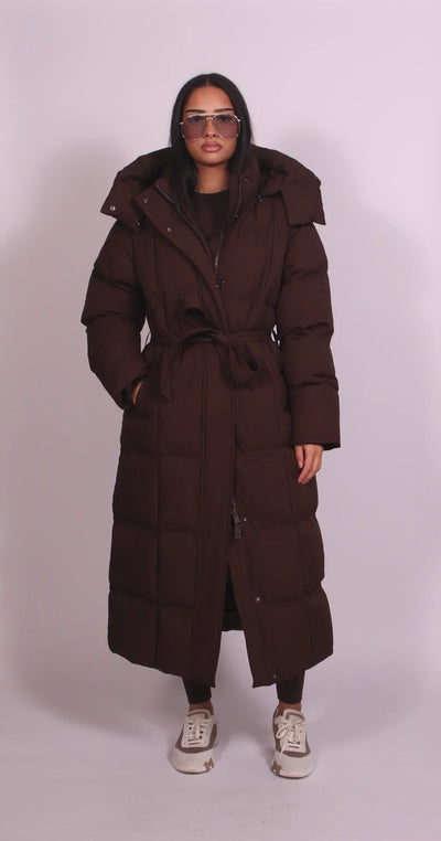 Carmen - Long Belted Puffer Coat