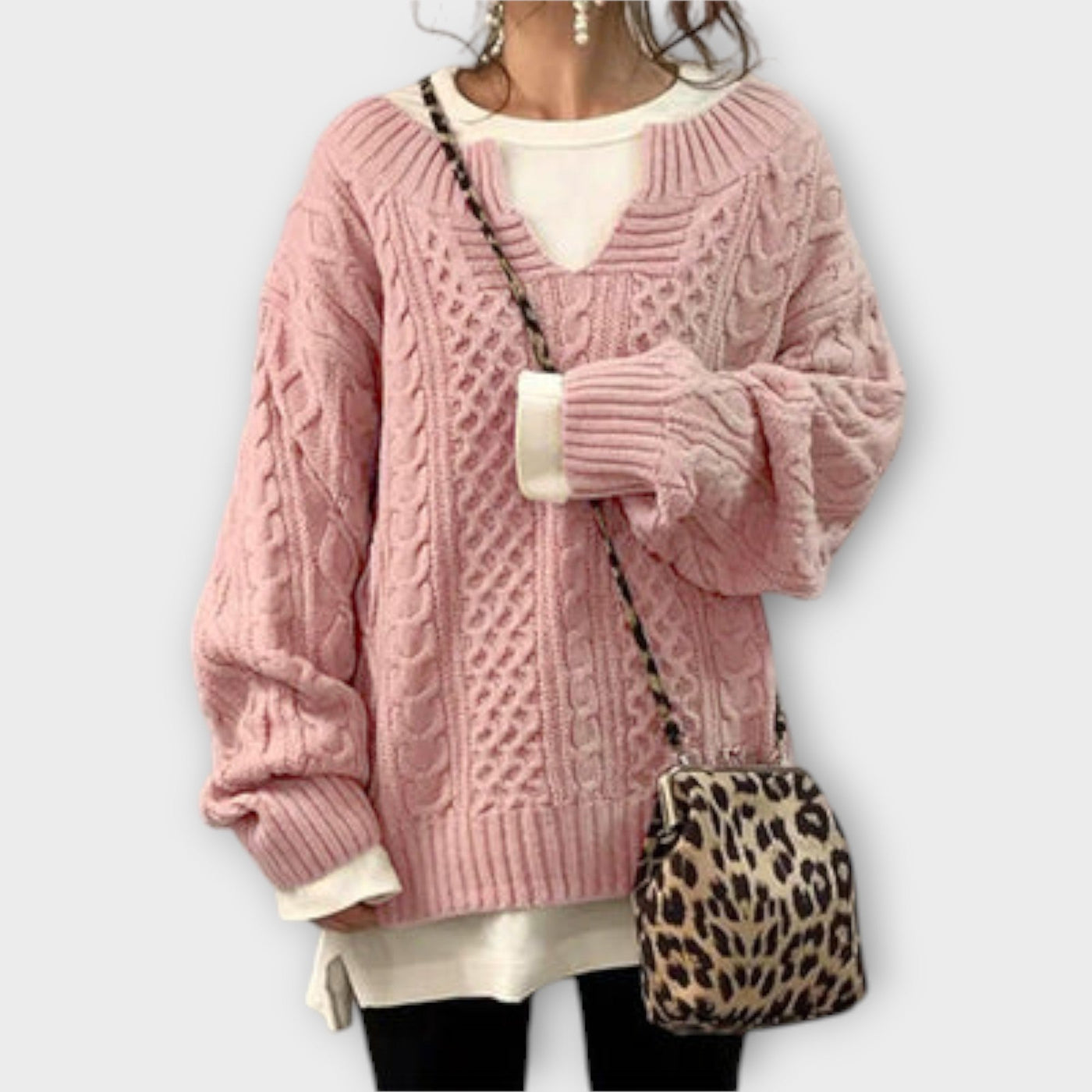 Oversized Sweater with Cable Pattern