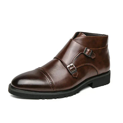 Parker | Double Buckle Boots in Synthetic Leather