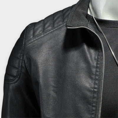 Leather Jacket with High Collar