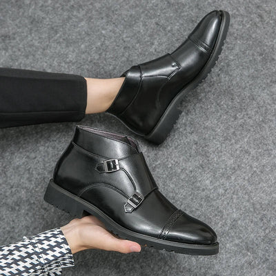 Parker | Double Buckle Boots in Synthetic Leather