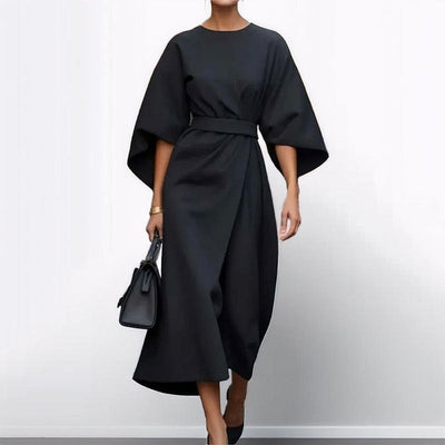 Eldra | Satin Feel Batwing Sleeve Maxi Dress