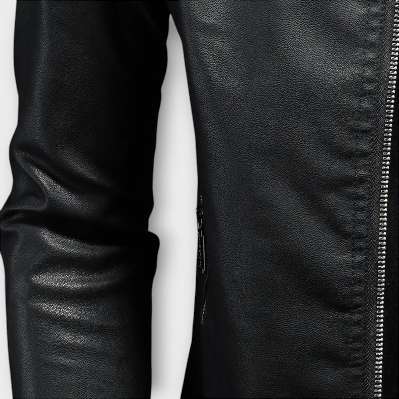 Leather Jacket with High Collar