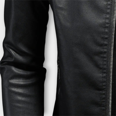Leather Jacket with High Collar