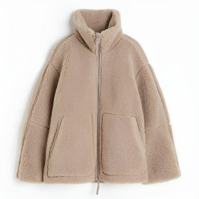 Kaja | Soft Teddy Coat with Stand-Up Collar