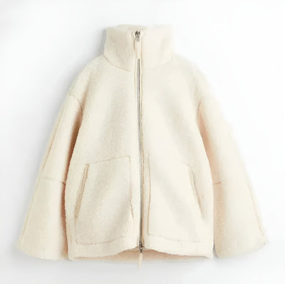 Kaja | Soft Teddy Coat with Stand-Up Collar