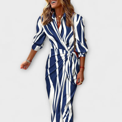 Clarissa - Striped Midi Shirt Dress