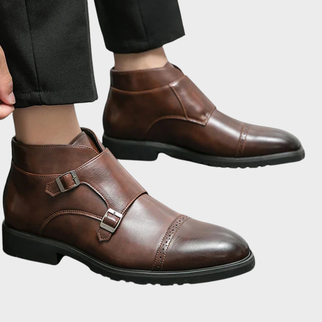 Parker | Double Buckle Boots in Synthetic Leather