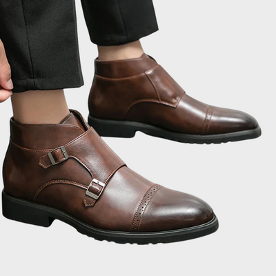 Parker | Double Buckle Boots in Synthetic Leather
