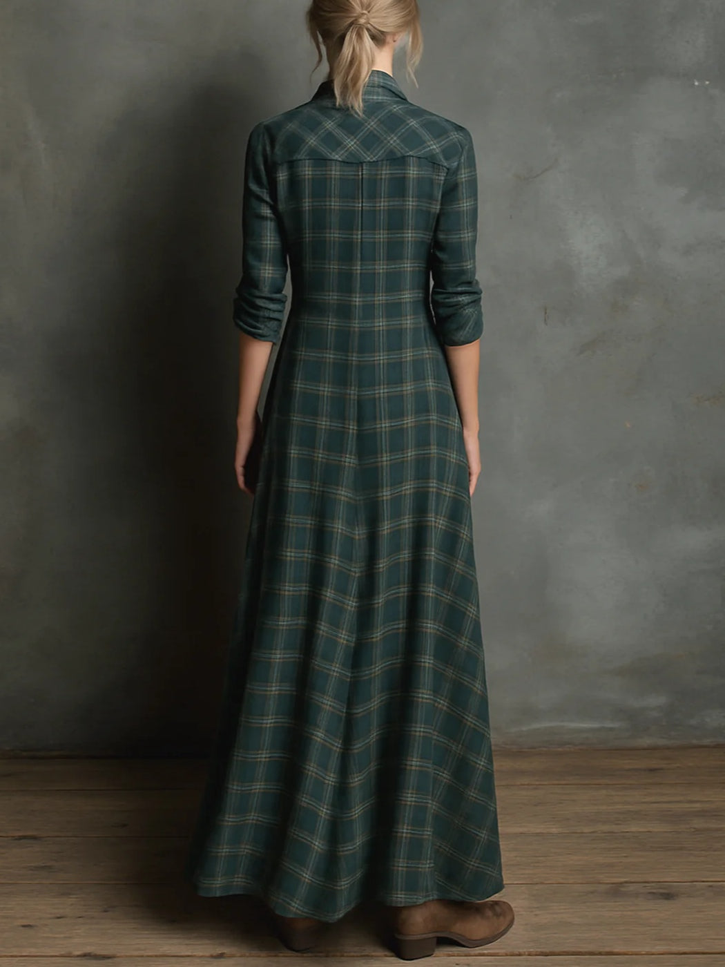 Claribelle | Green Check Long Dress