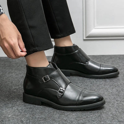 Parker | Double Buckle Boots in Synthetic Leather