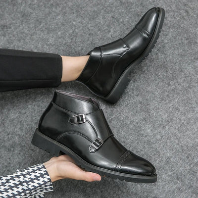 Parker | Double Buckle Boots in Synthetic Leather