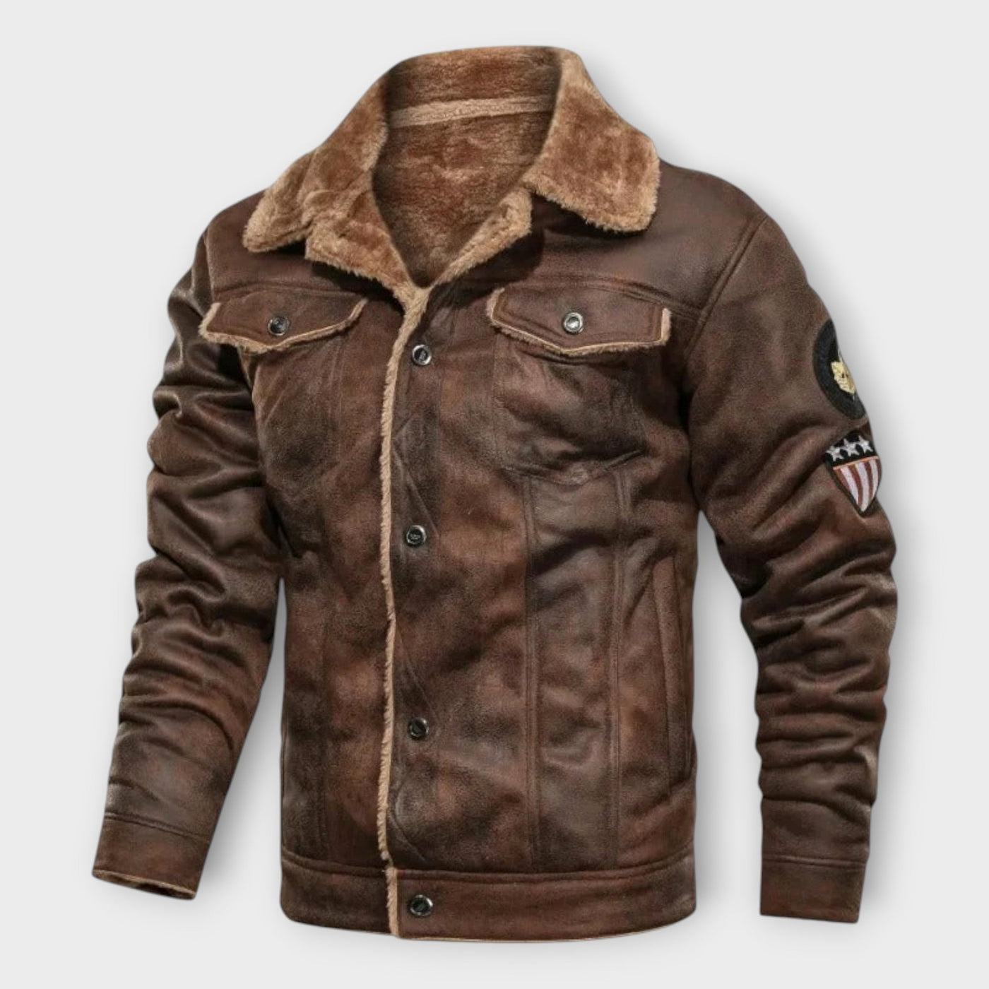 Elegant and Warm Fleece Leather Jacket