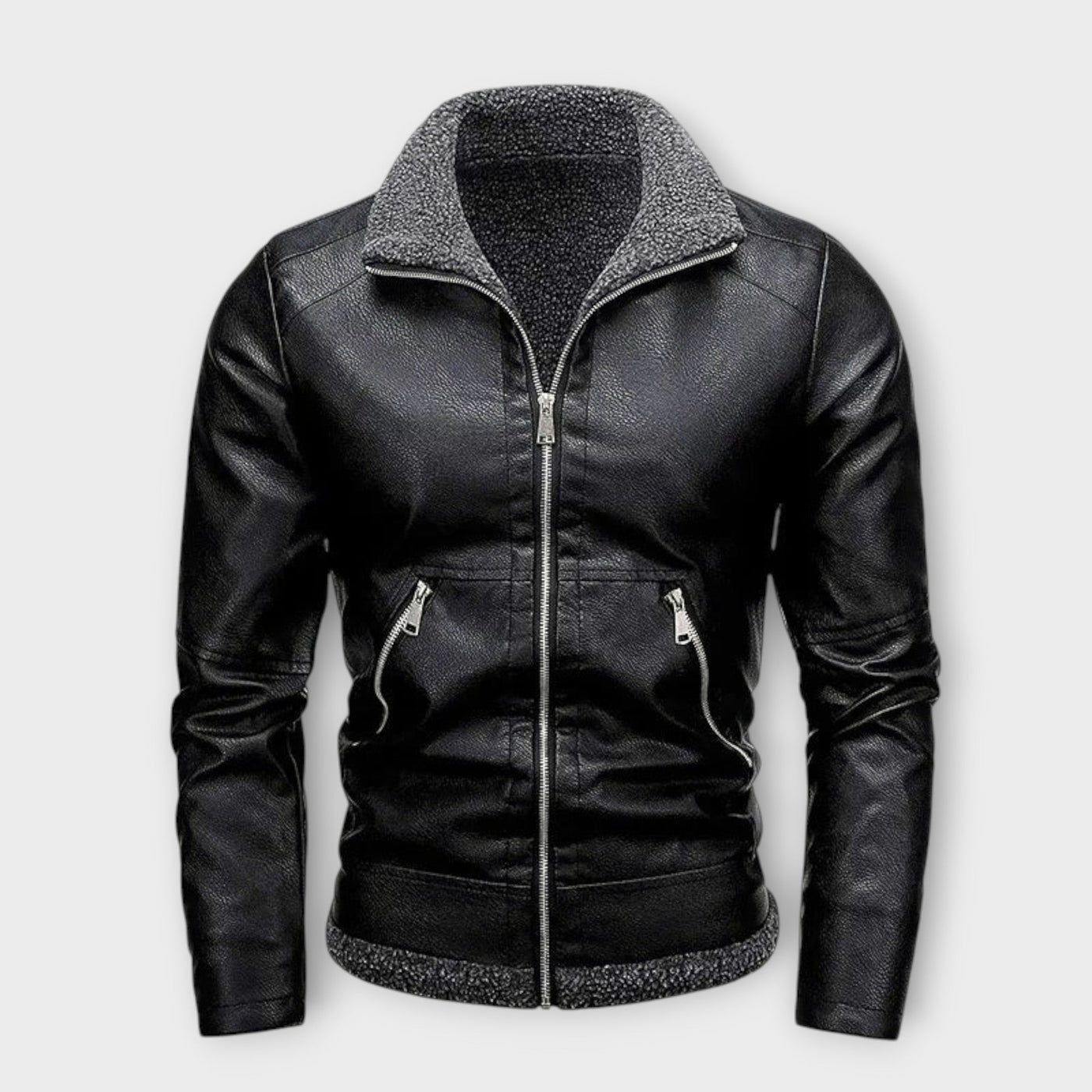 Elegant Leather and Fleece Jacket