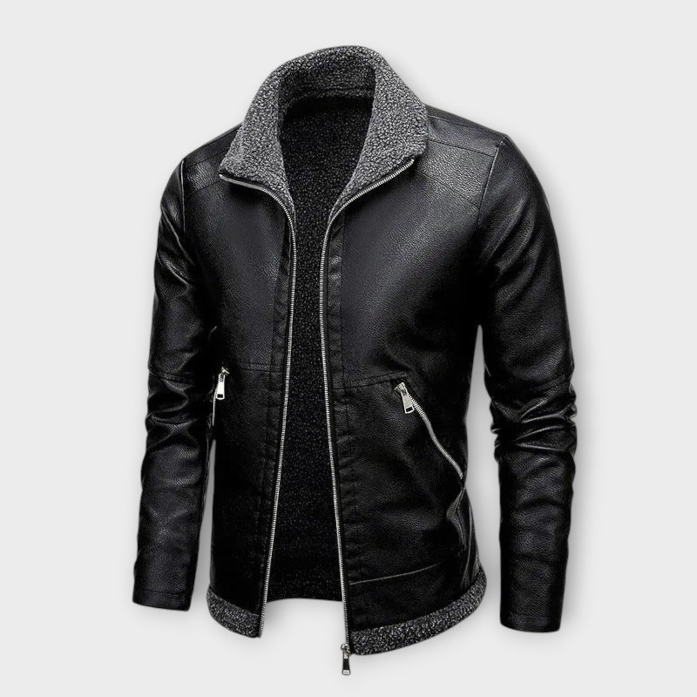 Elegant Leather and Fleece Jacket