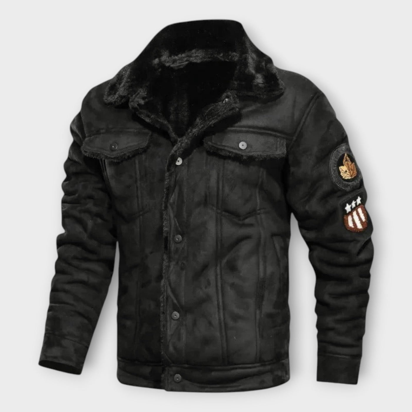 Elegant and Warm Fleece Leather Jacket