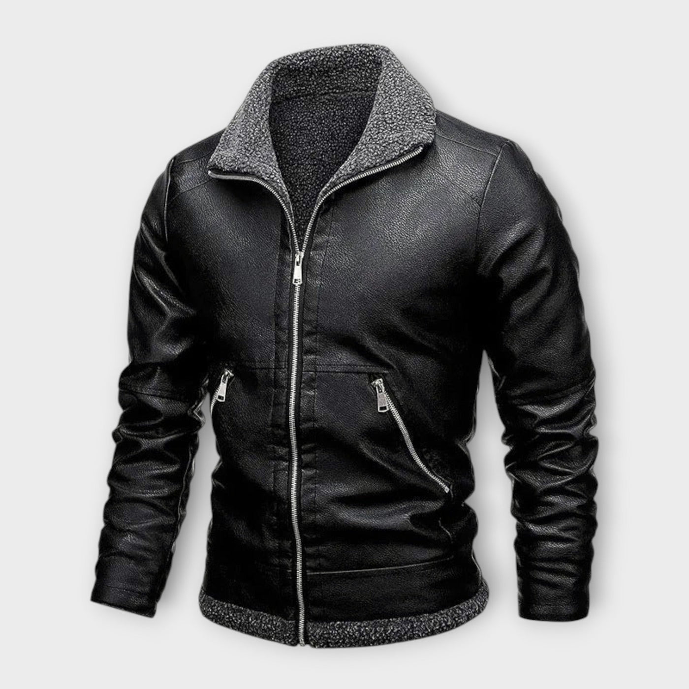 Elegant Leather and Fleece Jacket