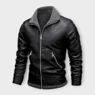 Elegant Leather and Fleece Jacket