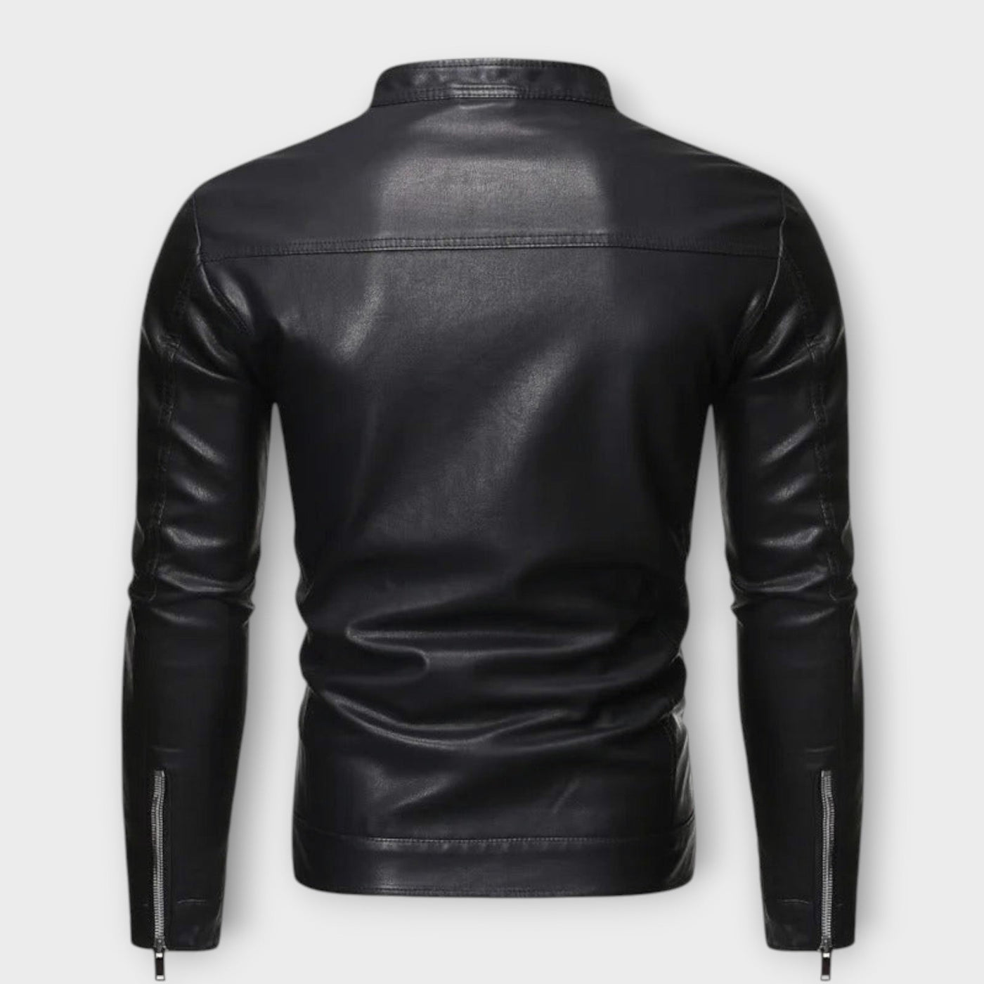 Leather Jacket with High Collar