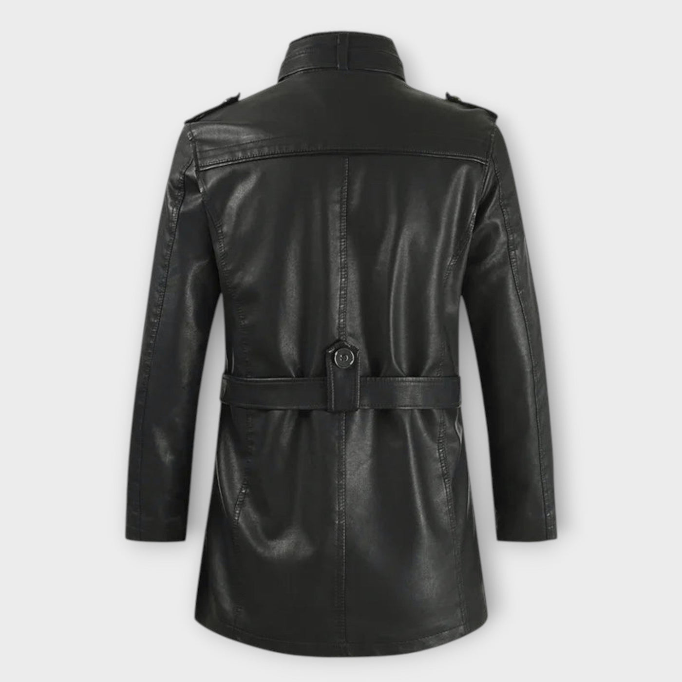 Elegant Long Leather Biker Jacket