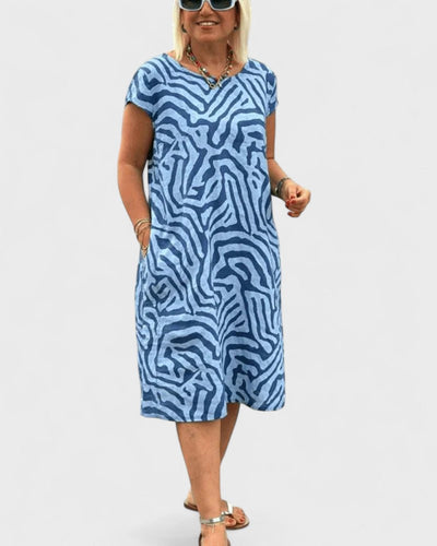 Nelia– Summer Dress with Round Neck and Beautiful Print